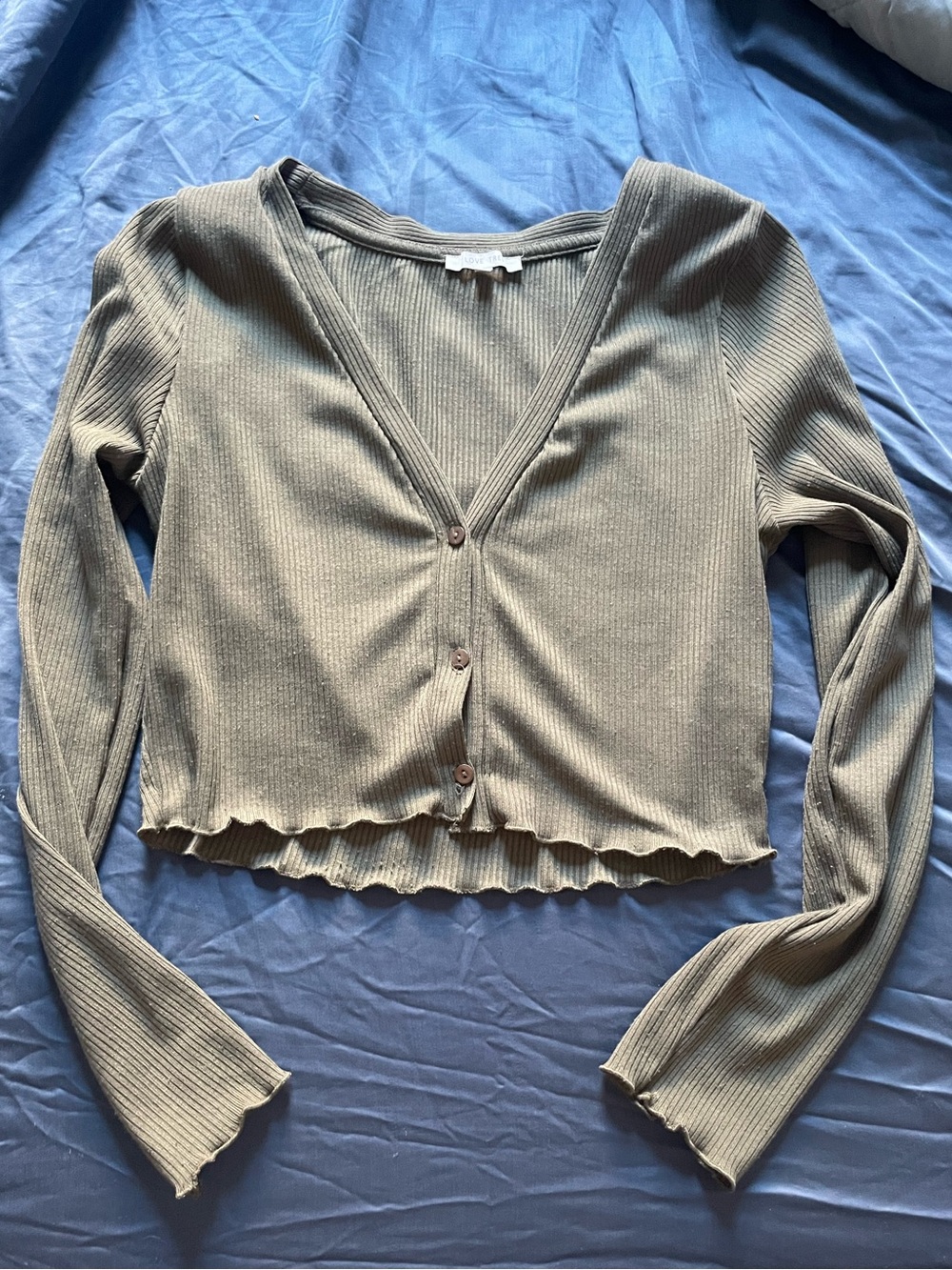 Cropped olive green sweater